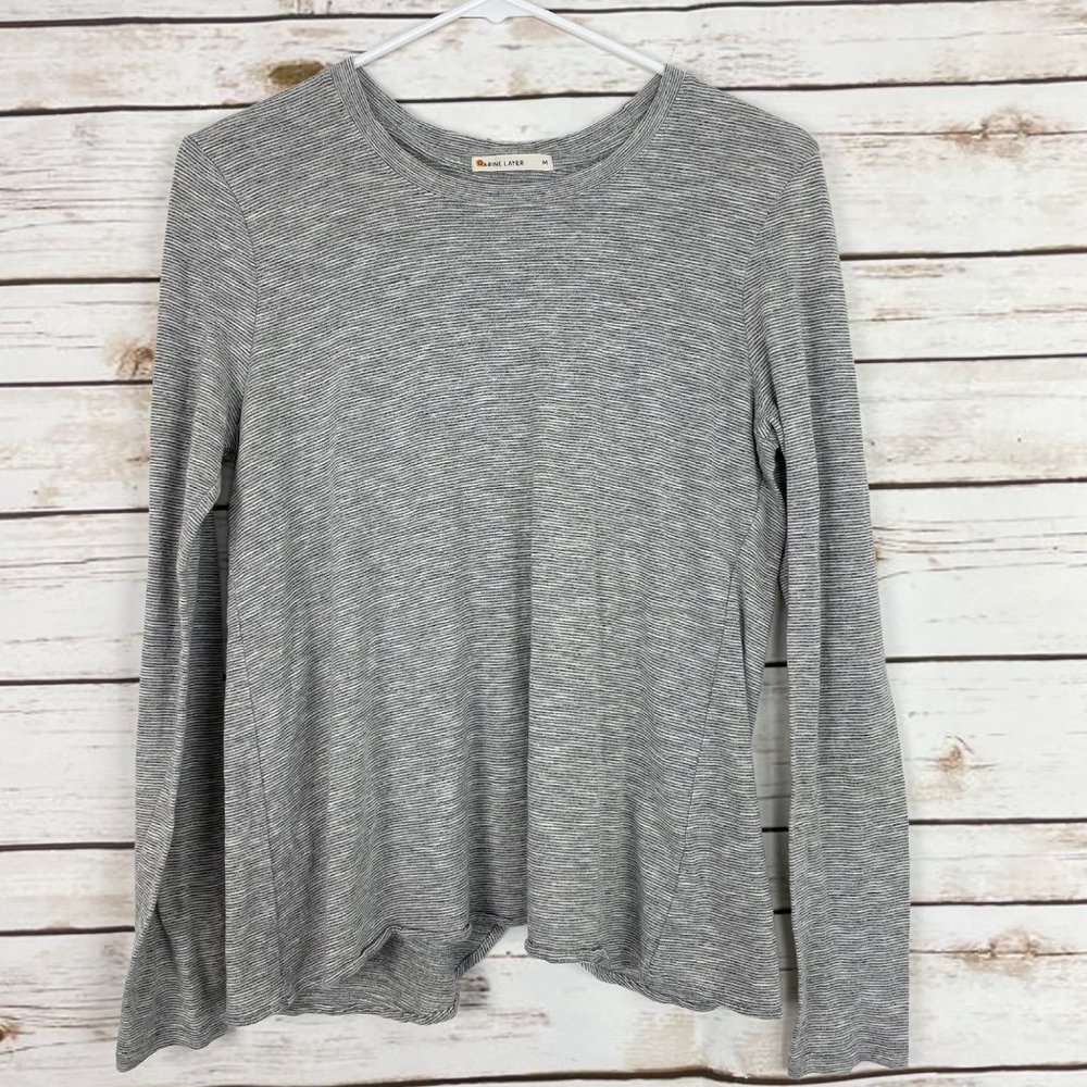 Marine Layer Womens Top Size Medium M Long Sleeve Grey Open Back Tinley Tulip St